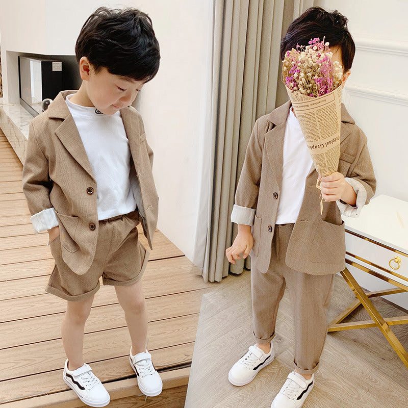 two-piece handsome cute wind children suit - queensinbizness