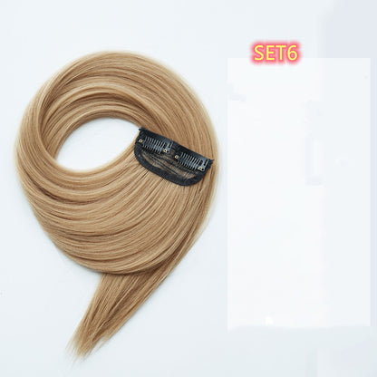 Gradient Color Straight Hair Piece High Temperature Silk Curly Hair - queensinbizness