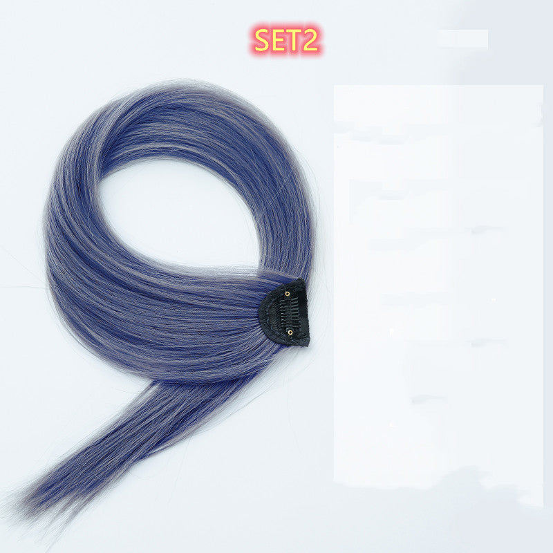 Gradient Color Straight Hair Piece High Temperature Silk Curly Hair - queensinbizness