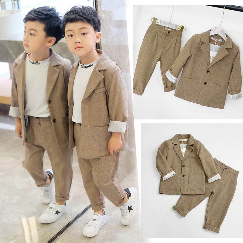 two-piece handsome cute wind children suit - queensinbizness