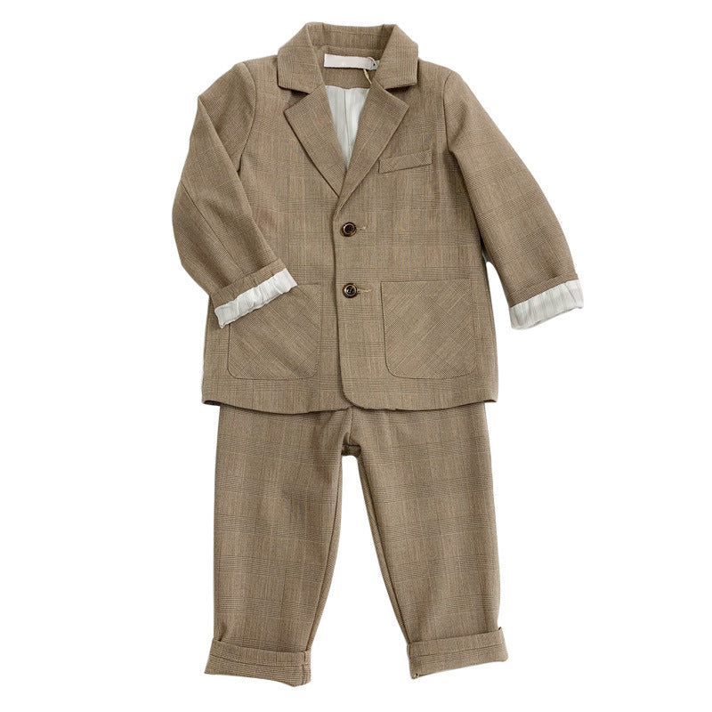 two-piece handsome cute wind children suit - queensinbizness