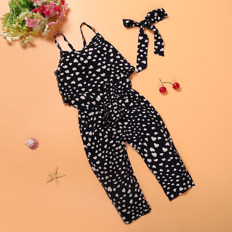 Sleeveless Polka Dot Strap Girls Jumpsuit - queensinbizness