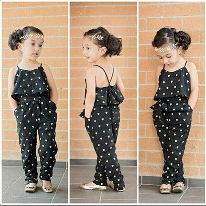 Sleeveless Polka Dot Strap Girls Jumpsuit - queensinbizness